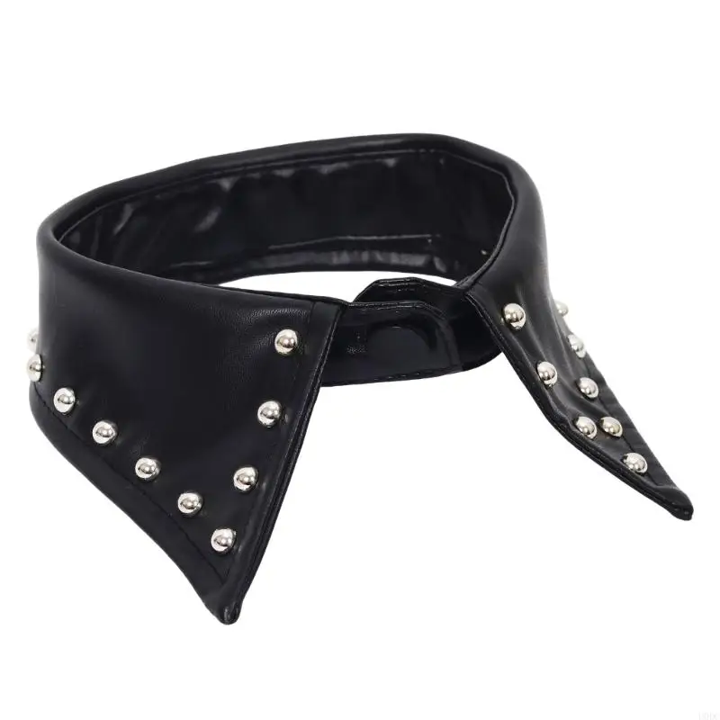 عززت الياقة الشريرة الزائفة مع تصميم معدني مرصع القميص المختنق العنق Y166