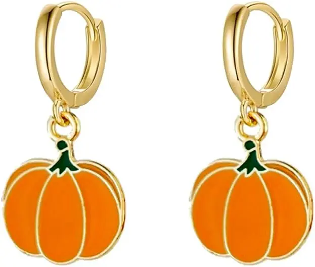 Niedliche Halloween-Kürbis-Creolen für Damen, zarte, minimalistische Creolen für Thanksgiving und andere Feiertage, hängende Ohrringe, Schmuck, Geschenkidee.