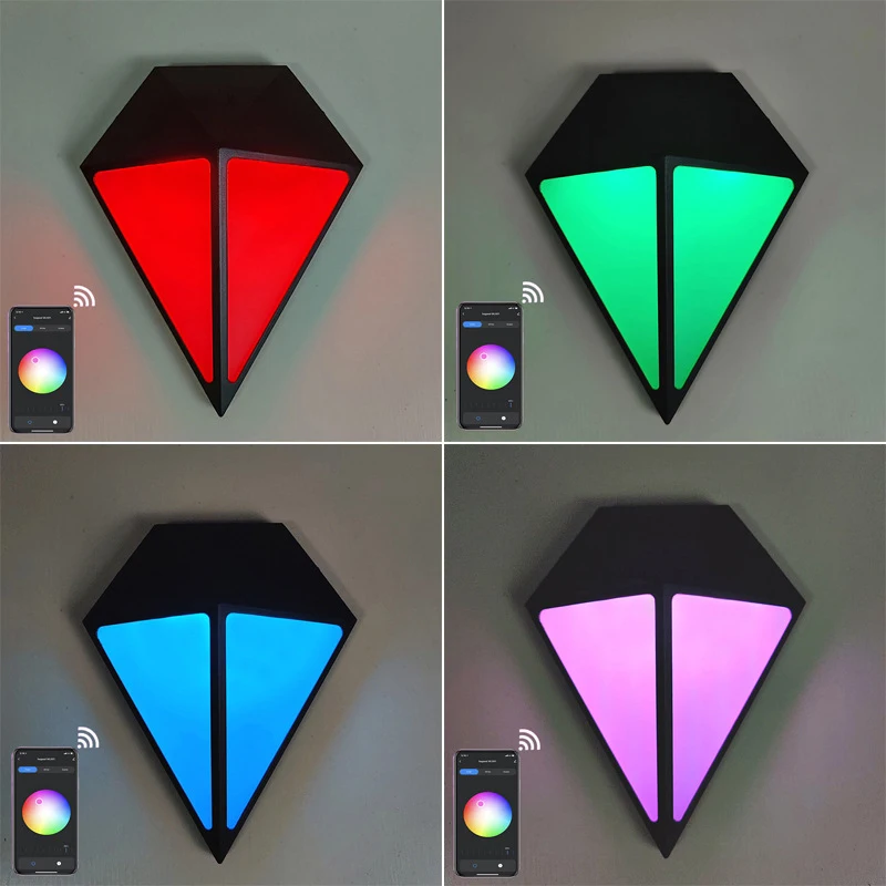 UDDALight Smart WiFi Wall Lamp, APP Control RGBW Dimmable LED Light Works with Alexa Google Home, Waterproof Outdoor Sconce for