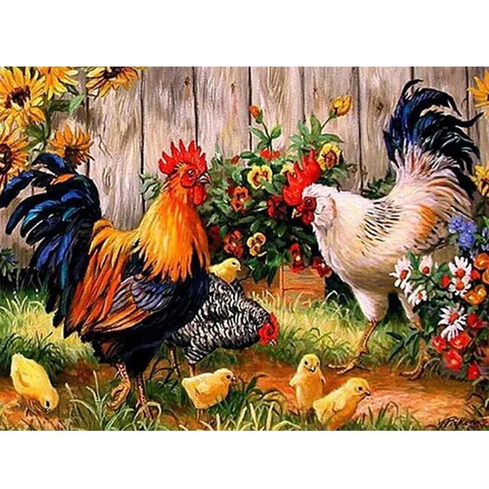 

1pc Handmade Rhinestone Diamond Chicken Painting - 20x30cm/7.87x11.81inch - Perfect Gift for Animal Lovers 1pc Handmade Rhinesto