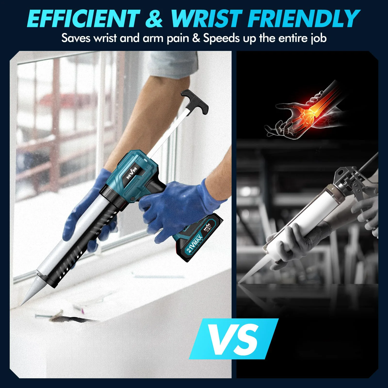 Pistola de calafateo inalámbrica con batería de 21V, retracción automática eléctrica, 10oz/300ml, sin calafateo por goteo para llenado y sellado industriales