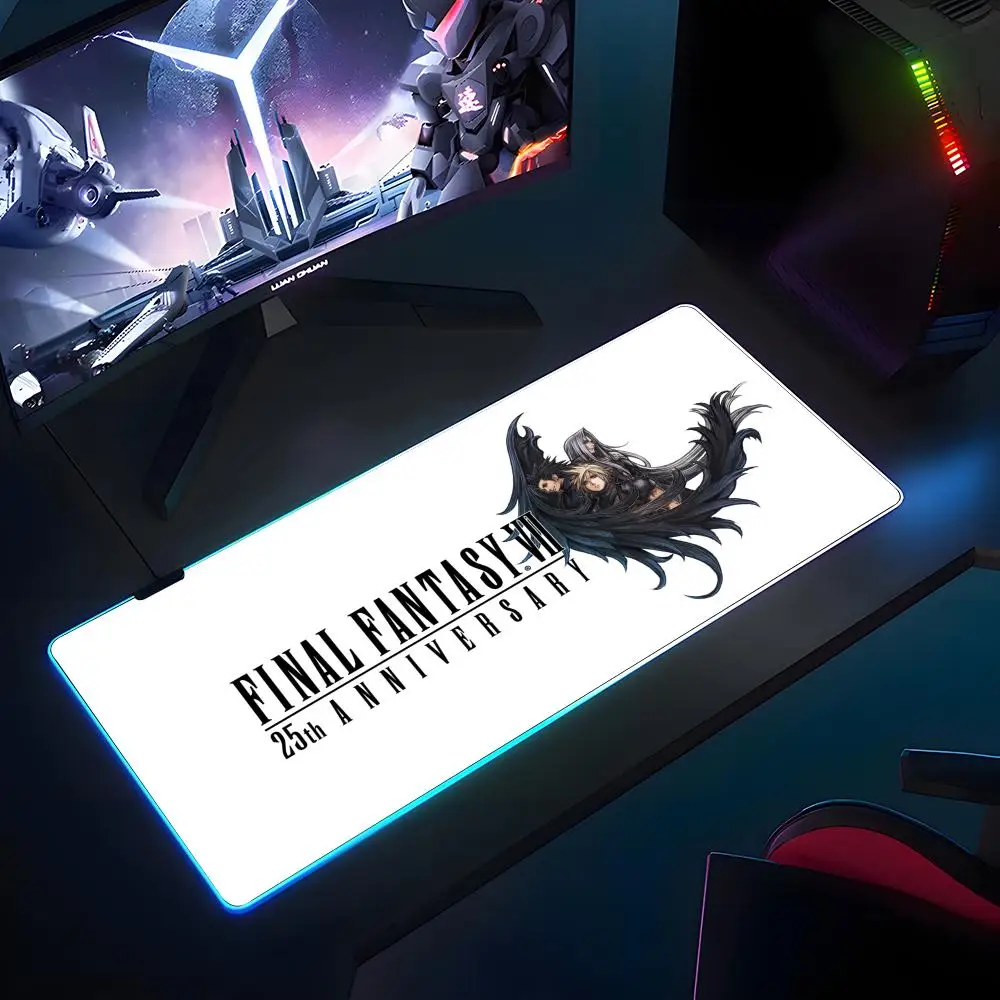 

F-Final Fantasy Anime Mouse Pad RGB Rubber Antislip Keyboard Pad 40x90cm Mousepad Gaming Accessories XXL Office Computer Mat