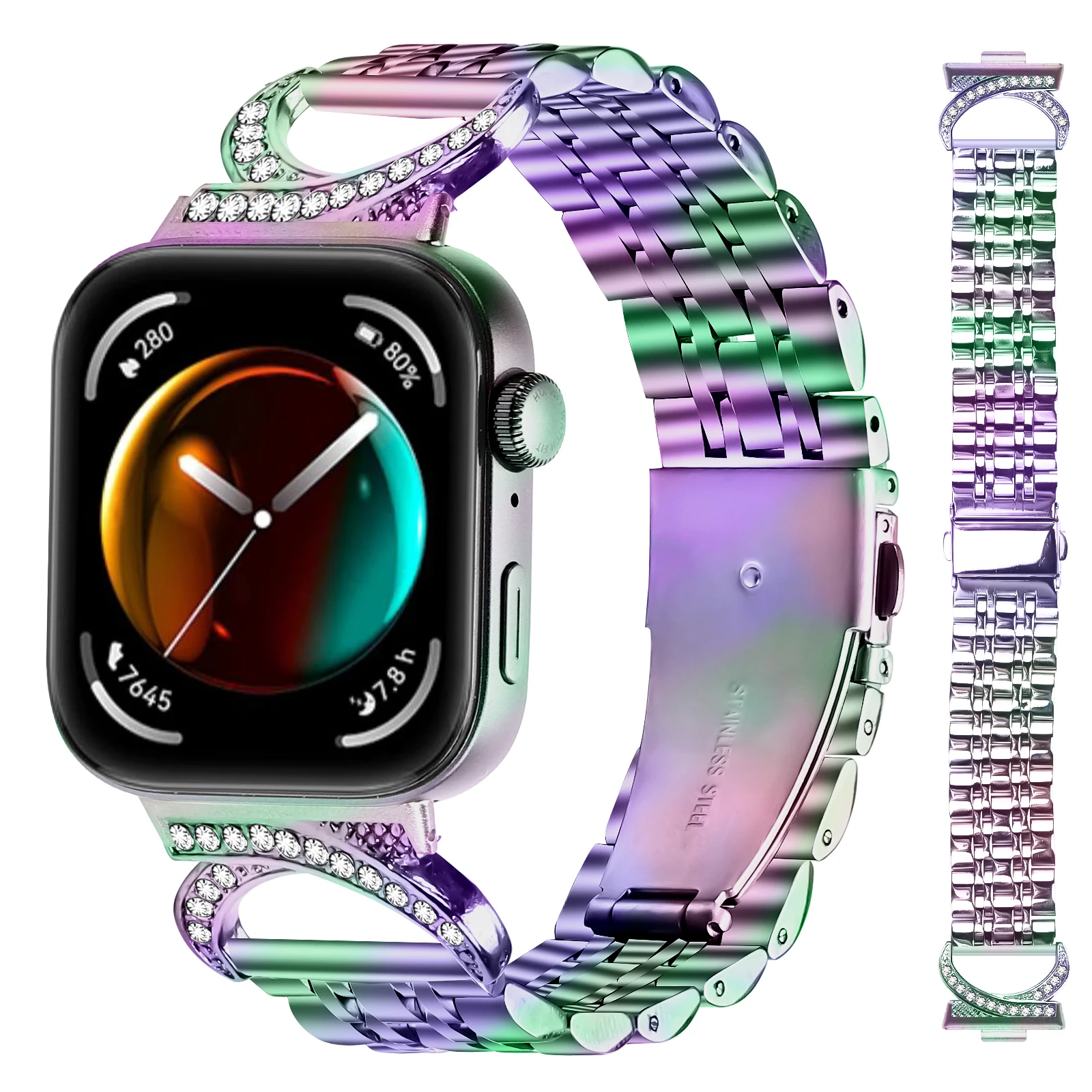 Replacecment Bandf or Huawei Watch Fit 3/Fit 4/Fit 4 Pro for Women Men,Metal Stainless Steel Wristband Adjustable Bracelet Strap