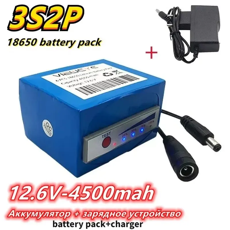 

Free Shipping New 11.1V/12.6V 18650 Lithium Battery 3S2P 12V 4500 Mach Underwater Fishing Room Detector Portable Power Indicator