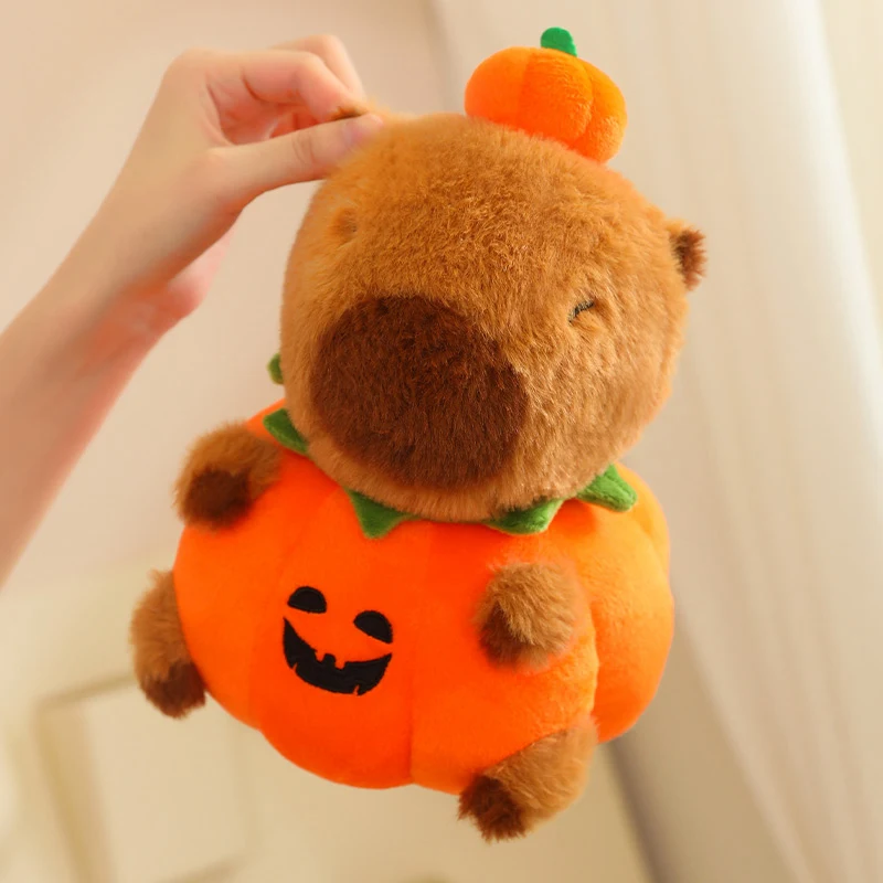 25cm Capybara Pumpkin Clothes Cosplay Halloween Ornament Stuffed Plush Toy Home Decro Lovers Gifts