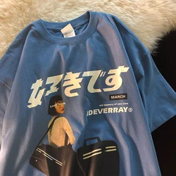 Hip Hop Streetwear Harajuku T Shirt Ragazza Kanji giapponese Stampa Tshirt 2021CC Estate Uomo Manica corta in cotone T-shirt oversize