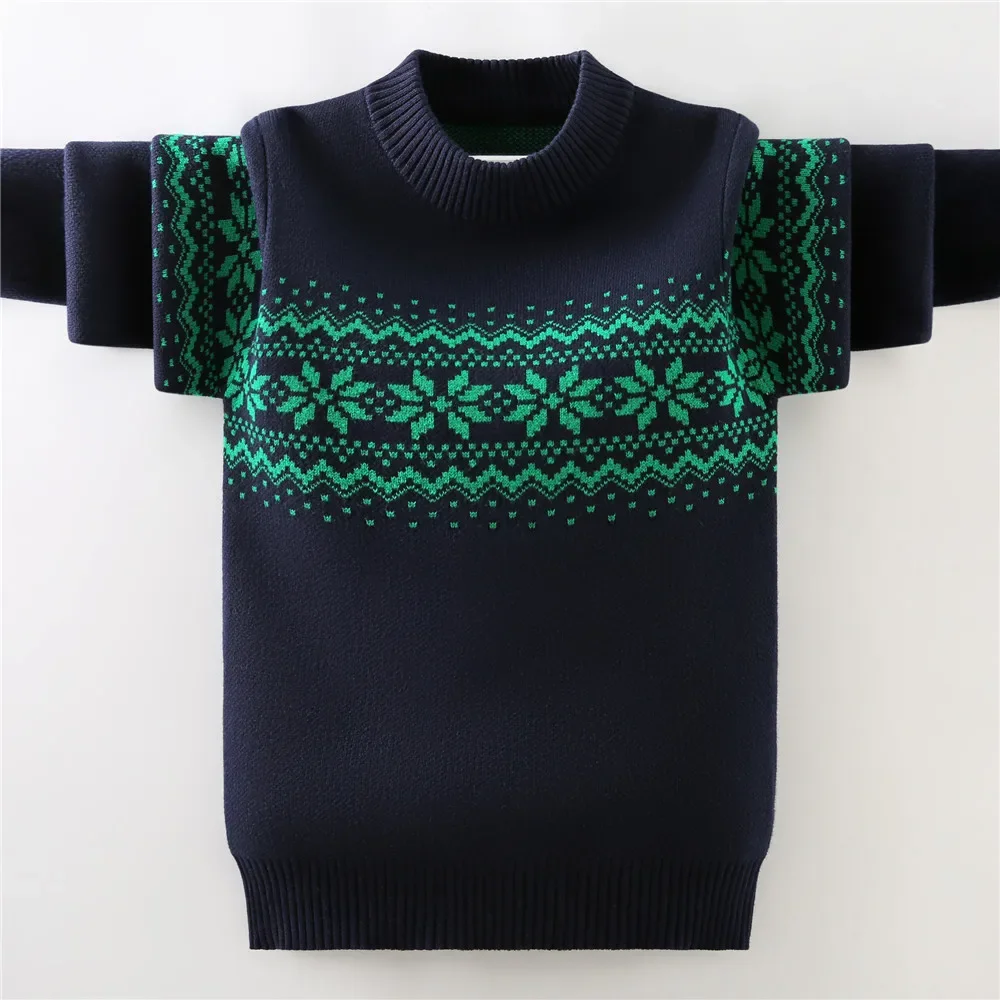 

Children's Sweater Keep Warm Autumn/Winter Jacquard Snowflake Pattern New Cotton Clothing Boys Kids Knitted Pullovers