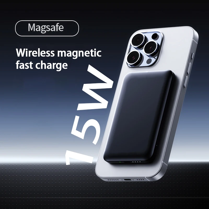 Dünne kabellose Powerbank, magnetisch, PD20W, 5000 mAh, tragbar, schnelles Aufladen, externer Akku für Magsafe, für iPhone 16 15 14 13