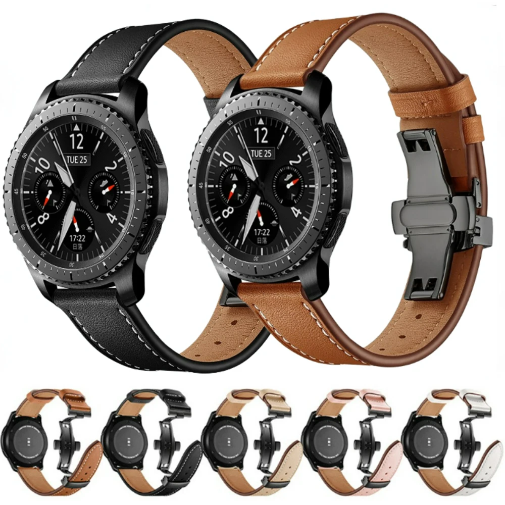 22mm/20mm Leather Strap for Samsung Galaxy Watch 3/Gear S3/Active 2/Huawei Watch GT2/3 Replacement Wristband forAmazfit GTR 47mm