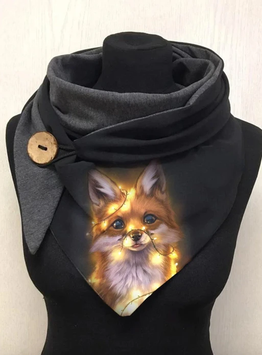 Cute Fox 3D Print Leisure Shawl and Scarf for Women