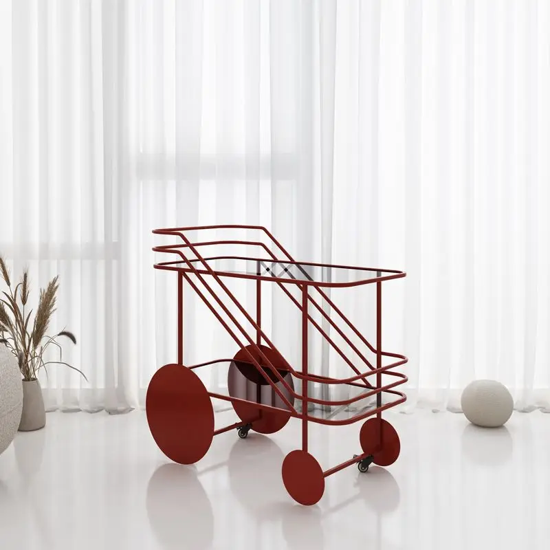 

Dining car mobile wine cake trolley tea cart hand push crack rack dining side household glass trolley