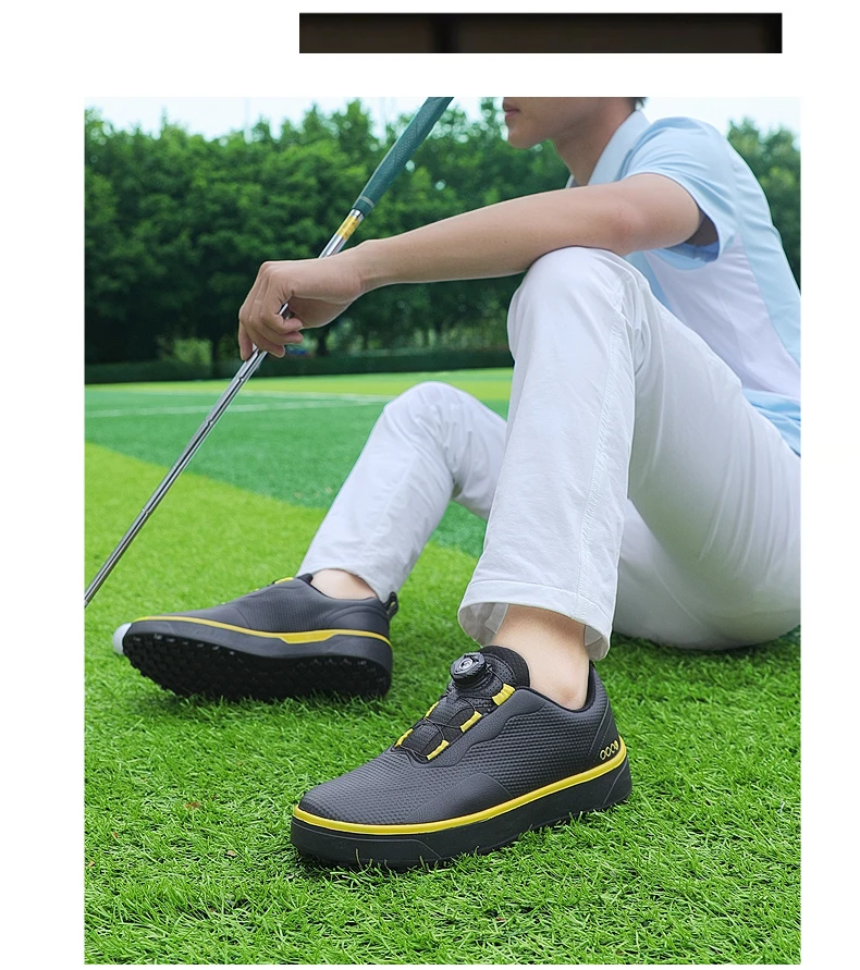 Golfschuhe Herren, große Größe bis 47 # Rotierende Schnalle, professionell, rutschfest, ohne Spikes, Outdoor, Anfänger, Training, Golf, Turnschuhe, Unisex – Detail 12