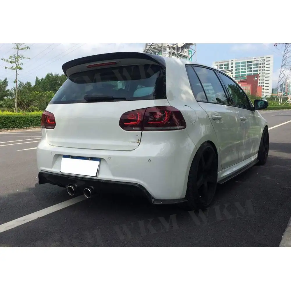 Carbon Fiber FRP Rear Lip Diffuser Spoiler For Volkswagen VW Golf 6 VII MK6 R20 2010-2013 E Style Back Bumper Plate Guard