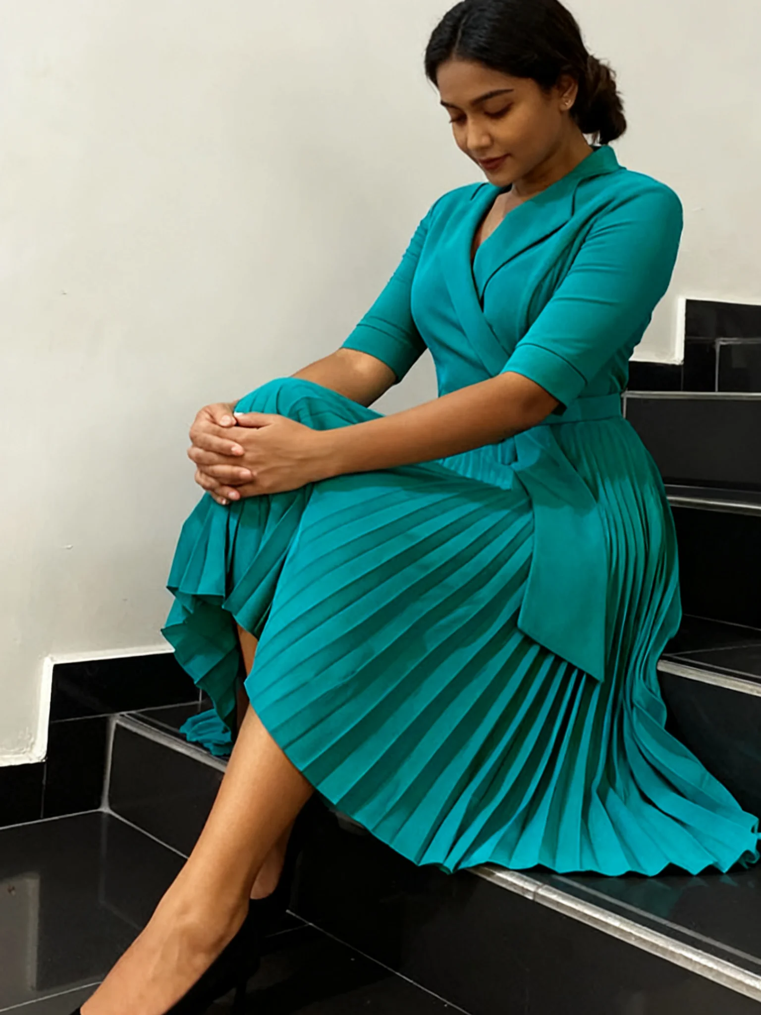 Plus Size, Women's Elegant A-Line Suit Collar Dress