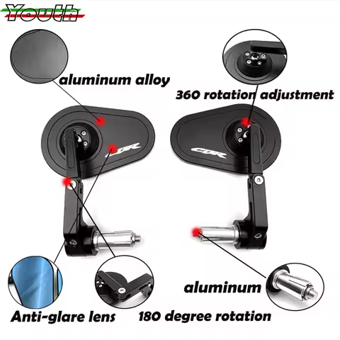 For Honda CBR650R CBR1000RR CB750 CB650R/F CB1000R CB500F CB500X CB600 Motorcycle CNC Aluminum Handlebar Bar end Mirrors