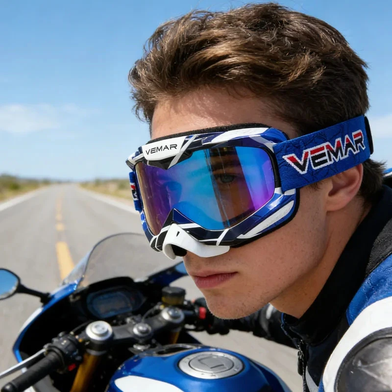 

Windproof Dustproof Anti-Fog Motorcycle Goggles REVO Lens for Motocross ATV Off-Road Riding Skiing Multi-Color Eye Wear Items