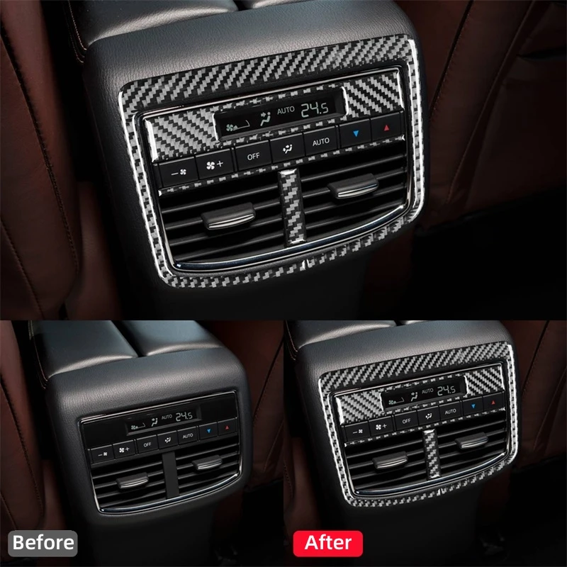 For Mazda CX-9 2016-2023 Interior Accessories Real Carbon Fiber Car Rear Exhaust Vent Decoration Sticker Cover Trim Frame