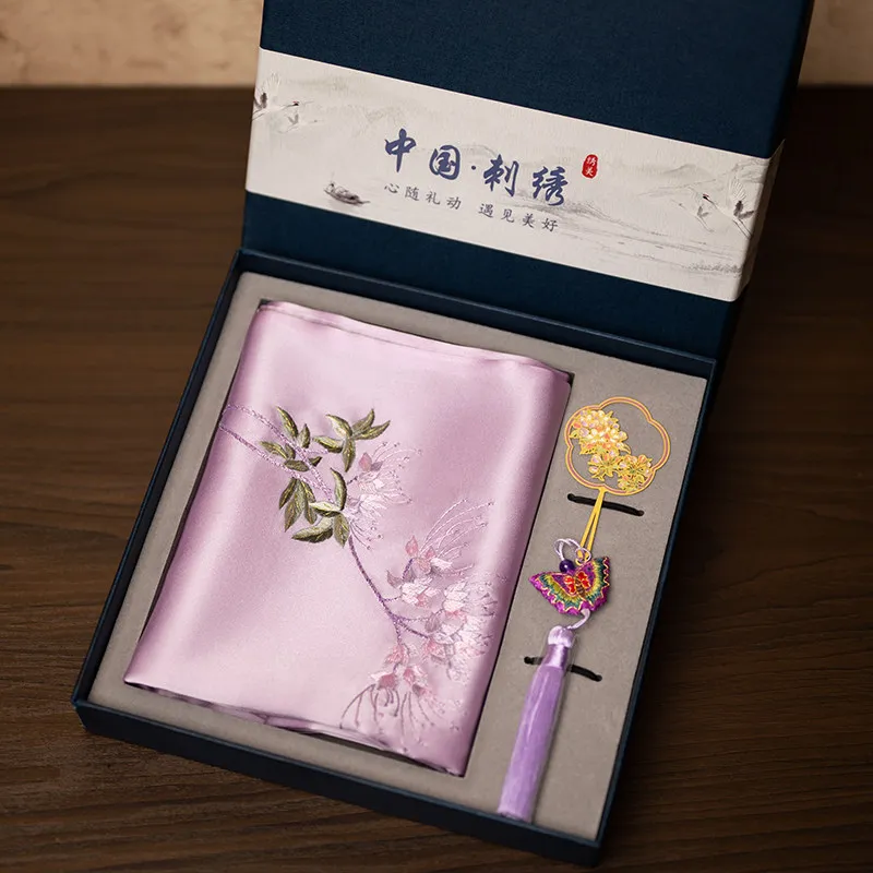 Suzhou Embroidery Scarf and Bookmark Gift Box Set, Silk Embroidered Scarf, Cultural and Creative Gift, Souvenir Present view 3