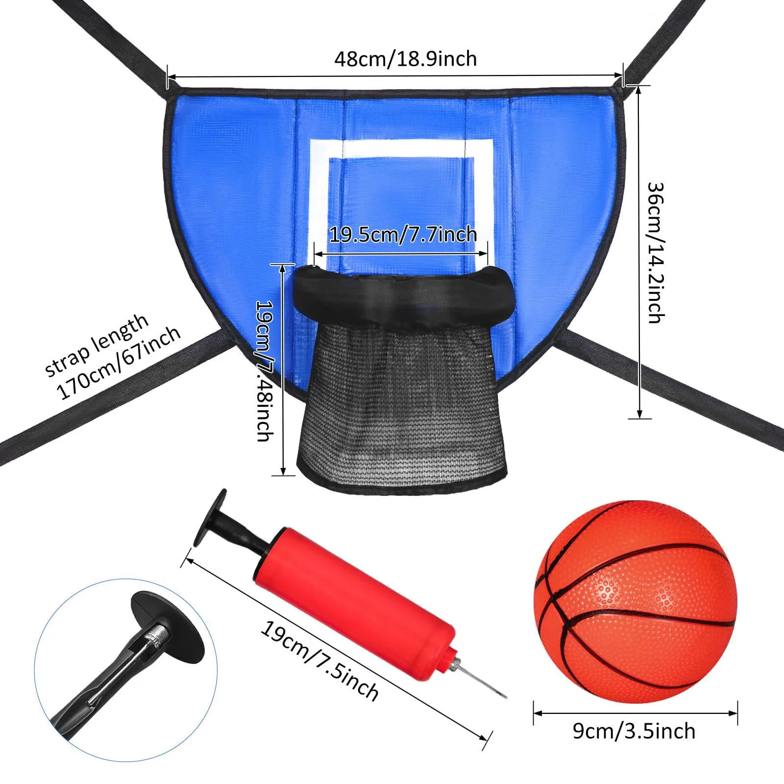 Trampoline Basketball Hoop Kit With Pump And Mini Ball Easy To Assemble Trampoline Accessory For Trampoline And All Ages