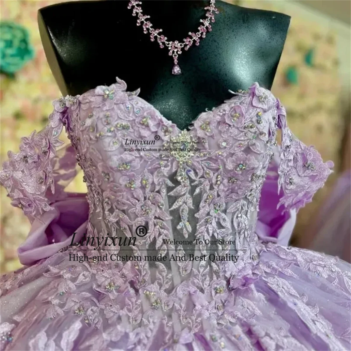 Vestidos De quinceañera elegantes lilas, vestido De baile sin hombros, Apliques De encaje, dulce 15 16, vestido De fiesta De graduación, Vestidos De XV Anos