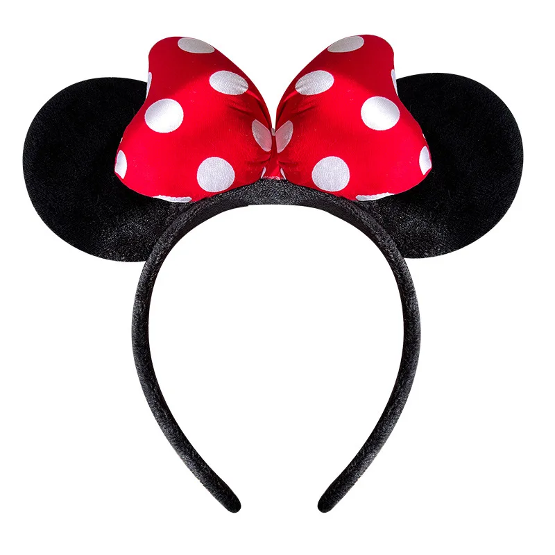 Halloween Mickey Minnie Ear Headband Adult Kids Kawaii Sequin Bows Girl Party Hairband Cosplay Plush Headwear Birthday Gift 2024