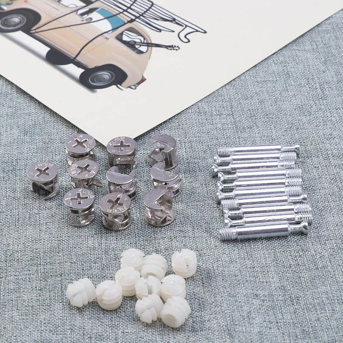 

10 set Furniture Connectors Cam Fittings Pre-Inserted Nuts Tapered Thread Anti-Vibration For Wood Cabinet Drawer Side Connecting