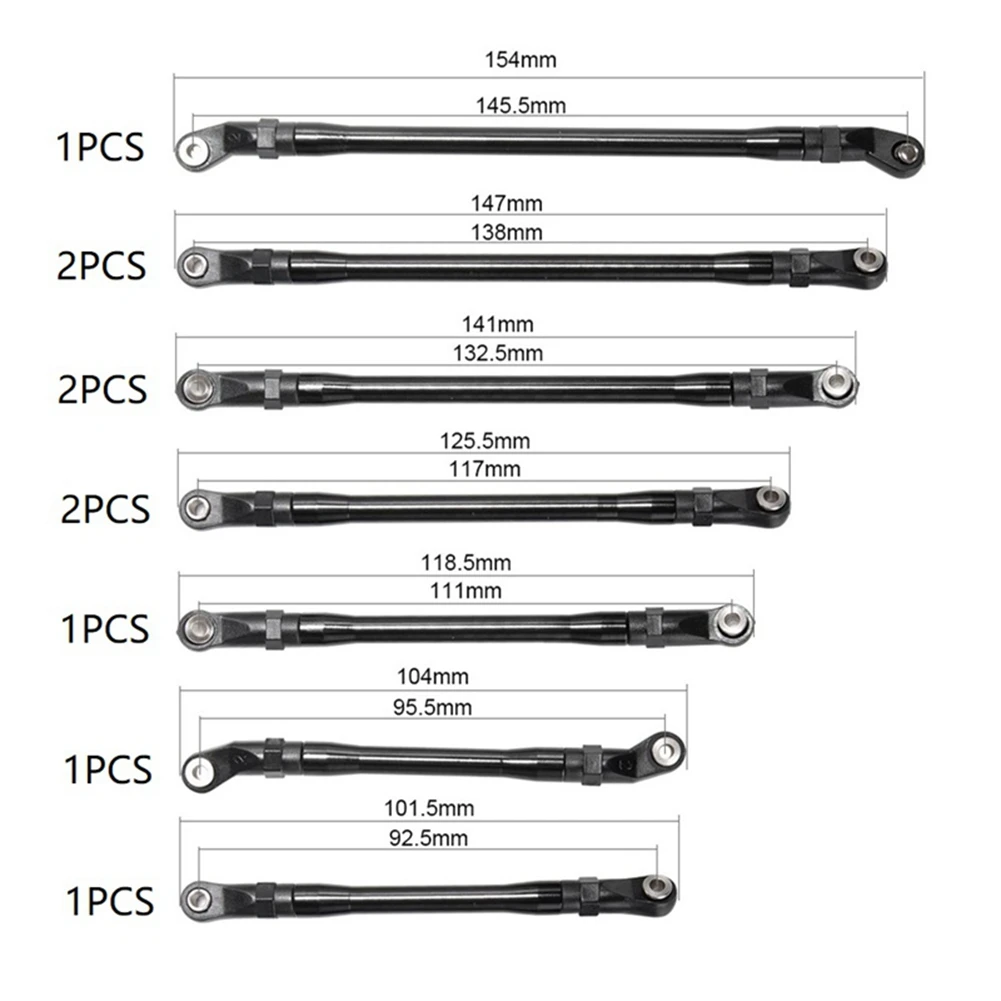 CNC Metal Chassis Links Pull Rod Tie Rod Linkage Set for Axial SCX10 II 90046 90047 1/10 RC Crawler Car Upgrades Parts