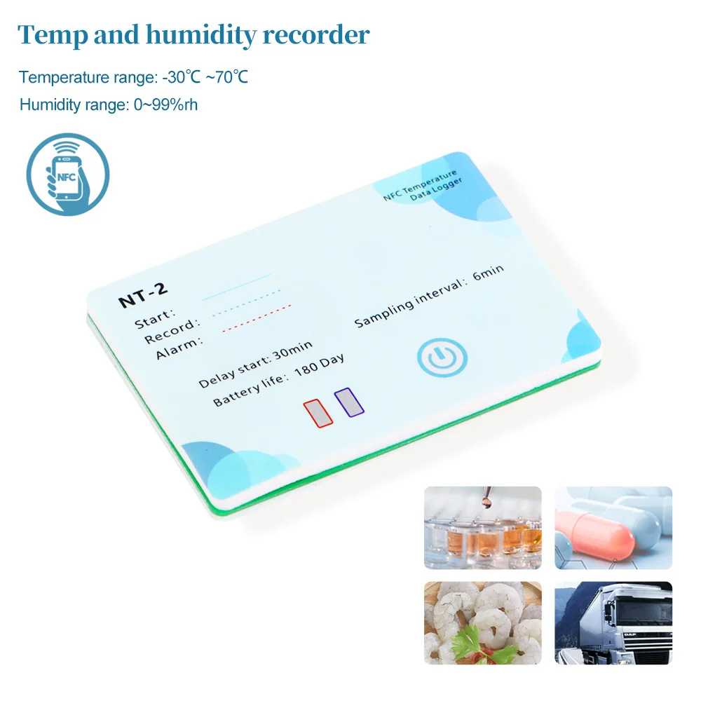 NFC Wireless Temperature Humidity Data Recorder 180 Days Data  Logger LCD Indicator 500,000 Groups For Medicine Food Chemical