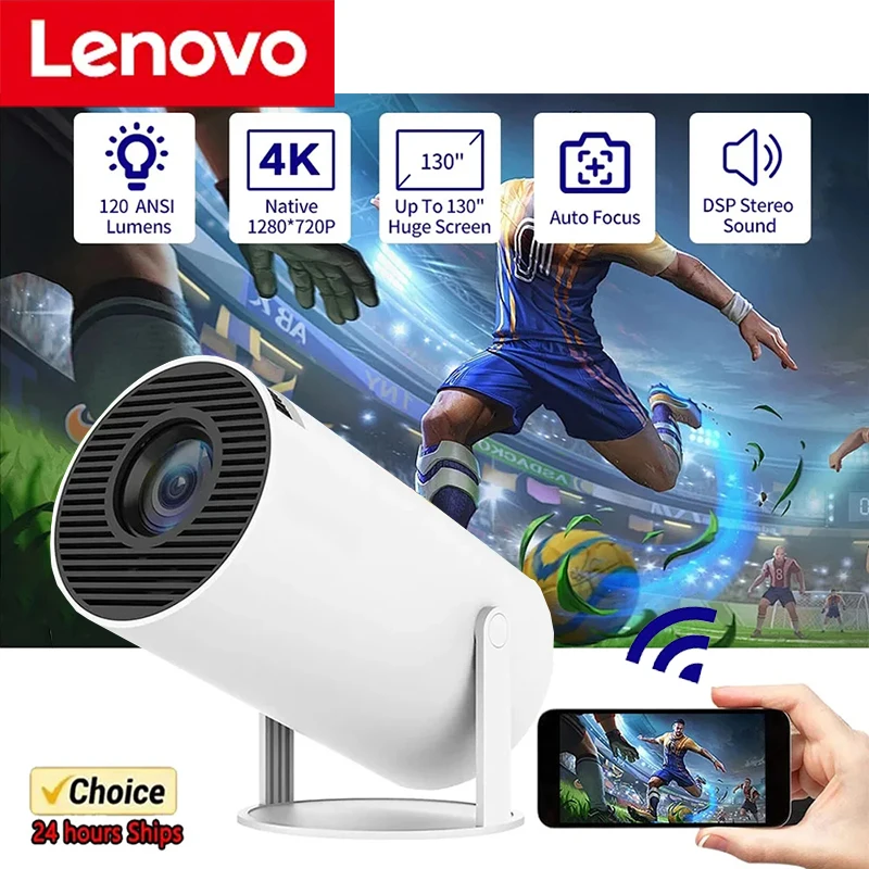 

Lenovo 2024 New 4K Android 11 Dual Wifi6 200 ANSI Allwinner H713 BT5.0 1080P 1280*720P Home Cinema Outdoor portable Projetor