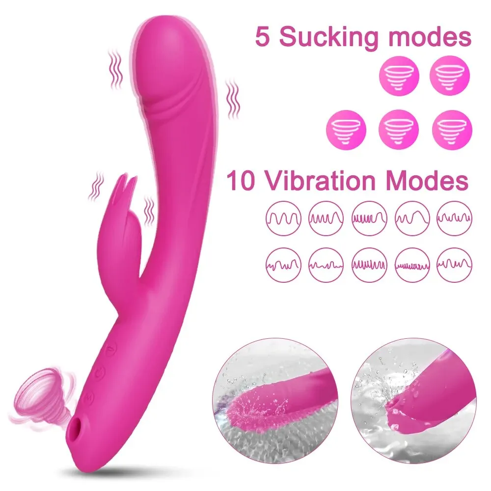 G Spot Rabbit Vibrator for Women 3 in 1 Clitoris Sucker Dildo Sucking Vibrator Female Vacuum Stimulator Sex Toys for Adults 18