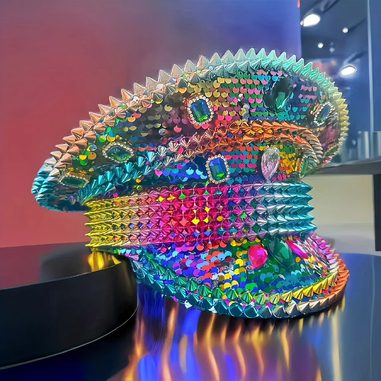 Kolorowy festiwal Rhinestone kapelusz kapitana unisex czapki steampunkowe dla dorosłych luksusowa czapka wojskowa ślub cekiny kapelusz sierżanta Masquerade