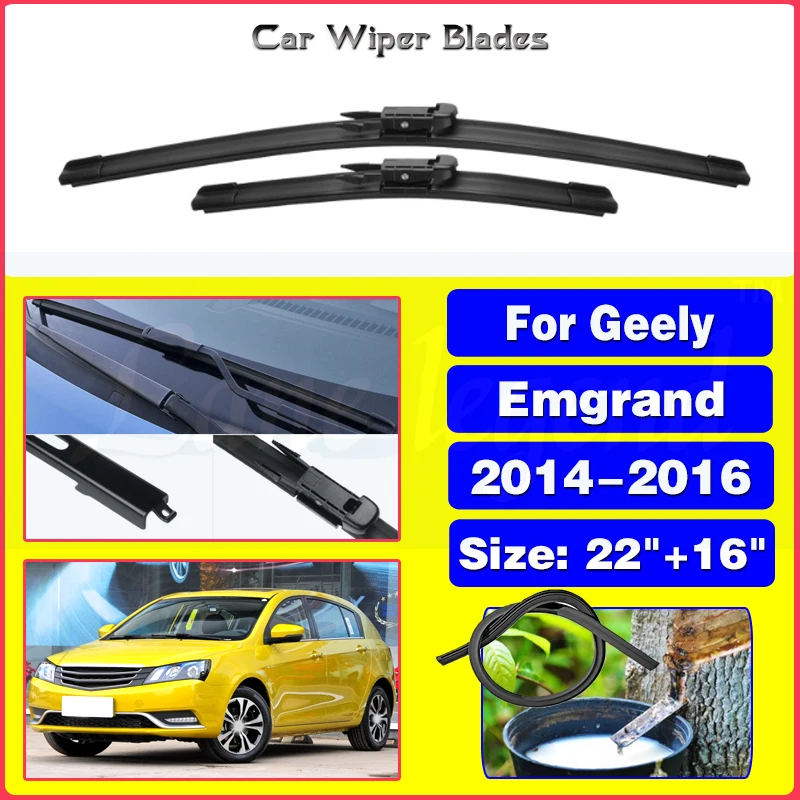 

2PCS For Geely Emgrand 2014 2015 2016 Front Wiper Blades Windshield Windscreen Window Cutter Accessories Car Rain Brushes 22"16"