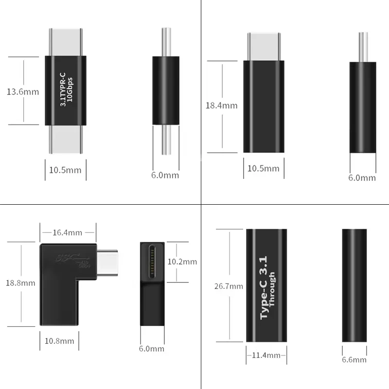 USB C to C Adapter 2 Pack Type C 3.1 Male to Male 10Gbps High Speed Data Sync for MacBook Samsung Switch Notebook