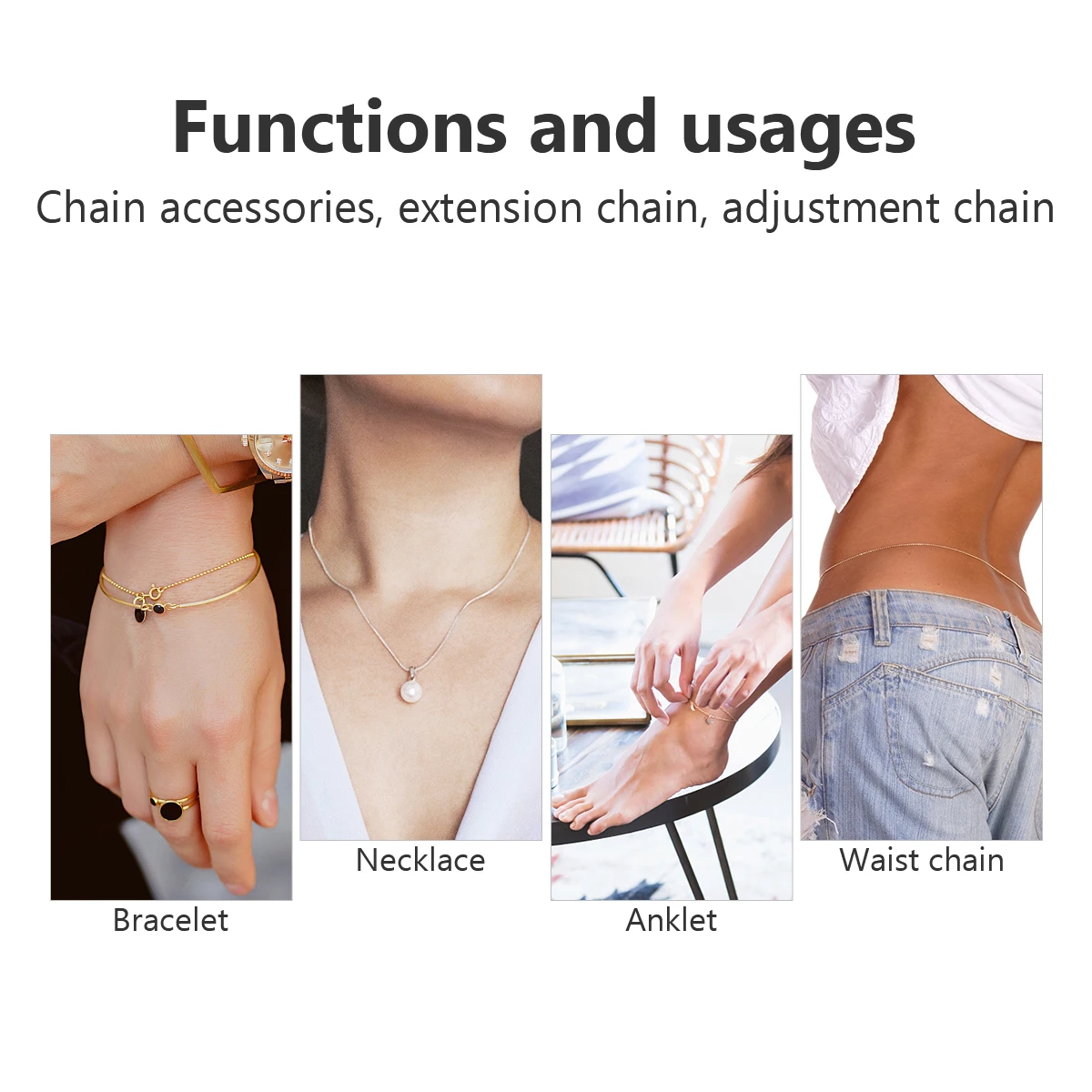 

3 Pcs Extension Chain Jewelry Extender Bracelet Pendant Handmade Accessory Product Silver Practical