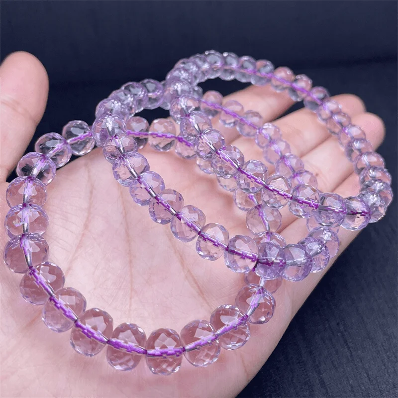 Natural Facet Amethyst Bracelet Rock Crystal Stone Reiki Healing Beads Fashion Men Women Bangles Yoga Jewelry Gift 1PCS