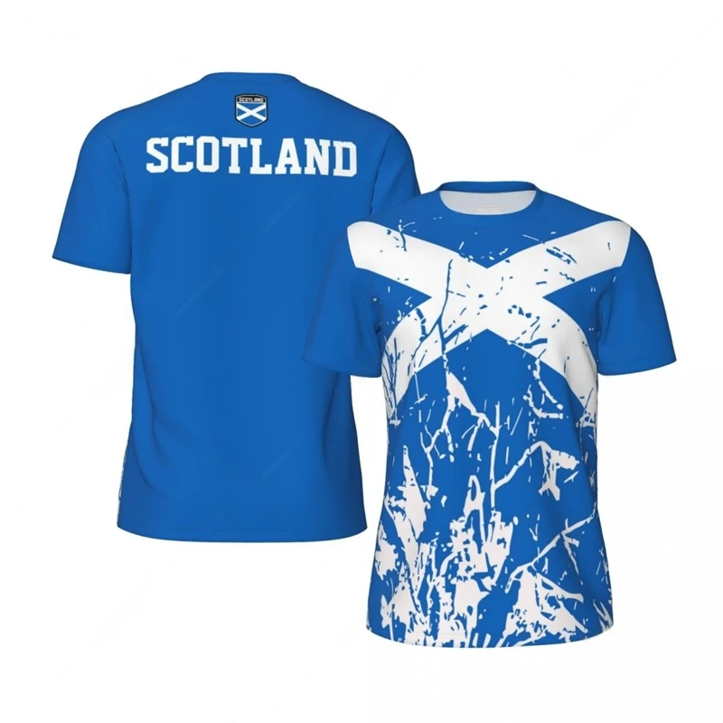 Scotland Flag Graphic Football T Shirts Mens National Emblem 3D Printed Sports T-shirt Running Bike Soccer Tennis Fitness Tees view 3