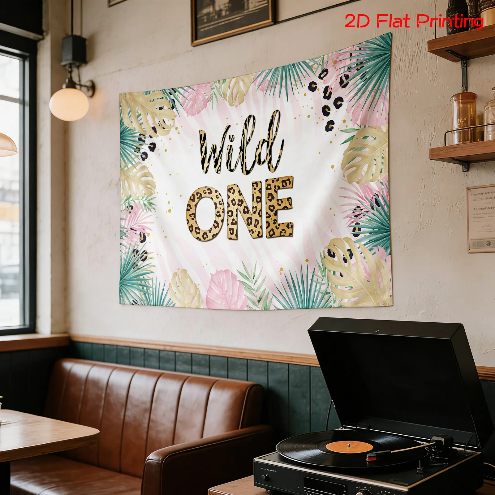 Большой гобелен в богемном тропическом стиле Wild One, настенное украшение в стиле бохо с принтом листьев для детской комнаты, подарок на выписку или бэби-шауэр