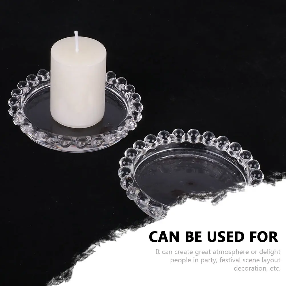 

2Pcs Exquisite Glass Candleholder Adornment Simple Delicate Design for Tabletop Decoration Unique Scene Layout