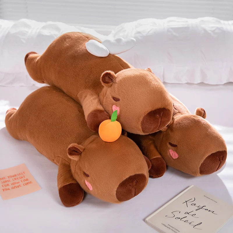 Giant size Big Capybara Plush Toy Stuffed Angel Wings Heart Cheek Orange Decor Capibara Nap Sleeping Throw Pillow Hug Cushion