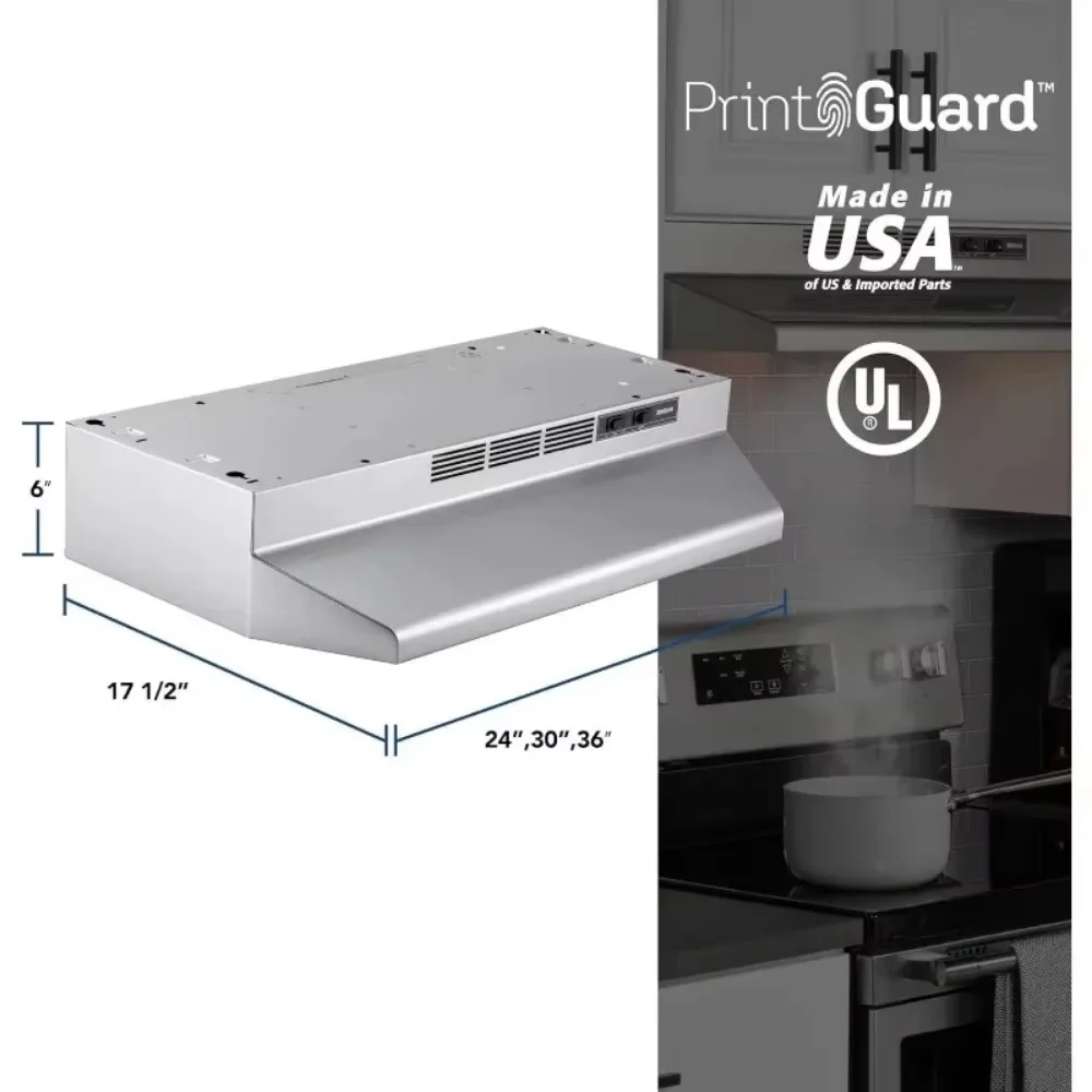 4130SF Fingerprint Resistant Ductless Under-Cabinet Range Hood, 30 Inch, Stainless Finish with Print Guard