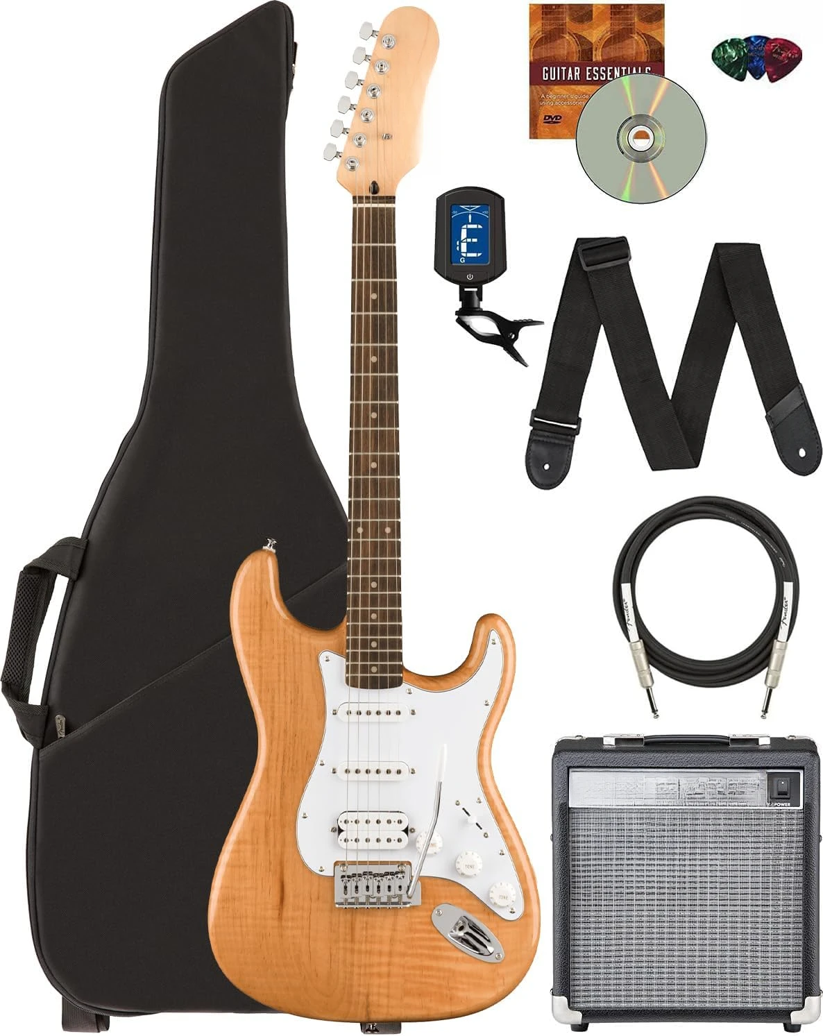 Natural Bundle with Frontman 10G Amplifier, Gig Bag, Tuner, Instrument Cable, Strap, Picks, and Austin Bazaar Instructional DVD