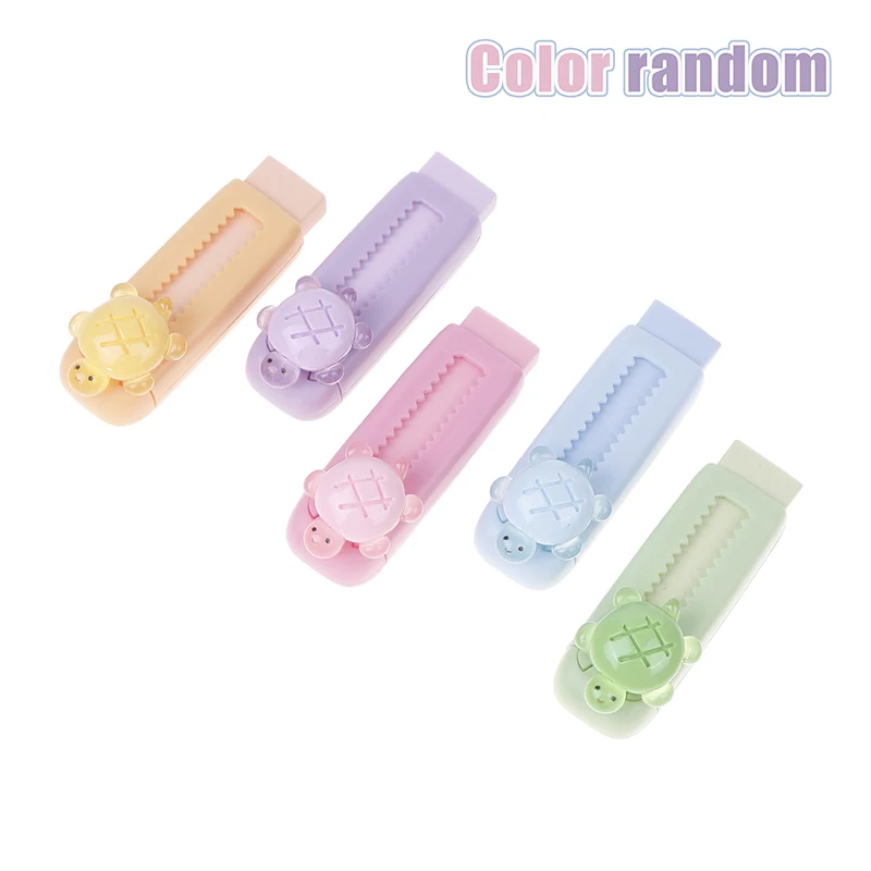 Adorable Glow-in-the-Dark Turtle Push-Pull Eraser – A Charming Cartoon Stationery Gift For Students And Children