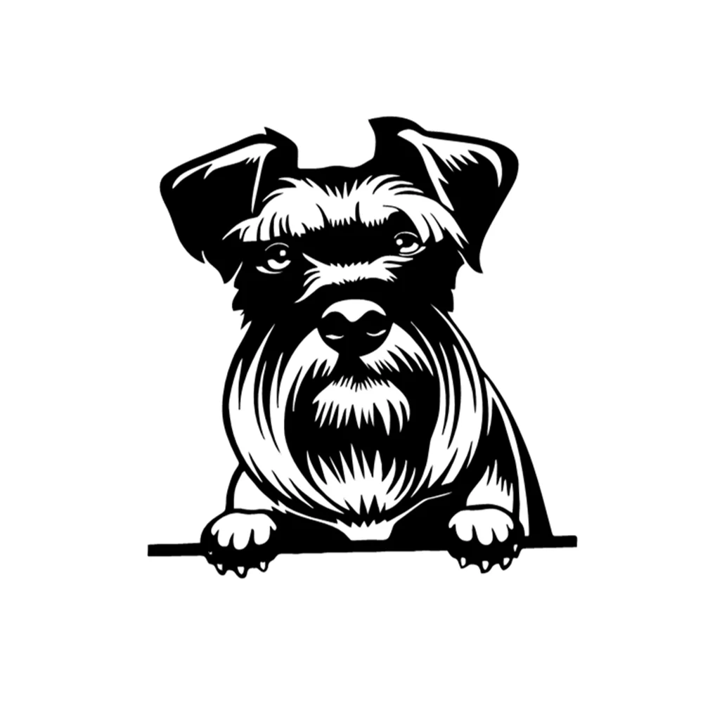 

15.6X17.2CM Schnauzer Dog Peeking Breed Vinyl Decal, Pet Lover Car Sticker for SUV Truck Van Laptop, Auto Exterior Decor