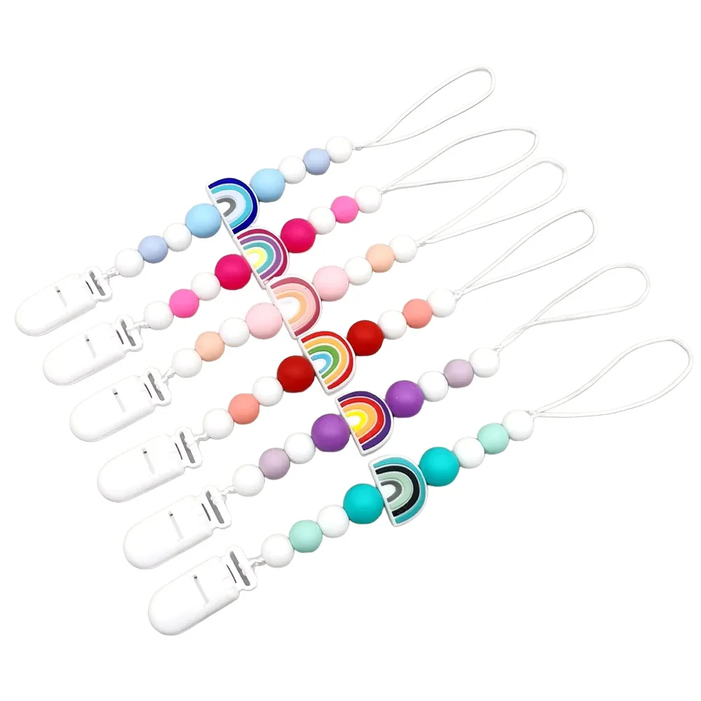 

Радужная цепочка для детской соски, пластиковая пустышка, зажимы для соски для подарка на детский душ