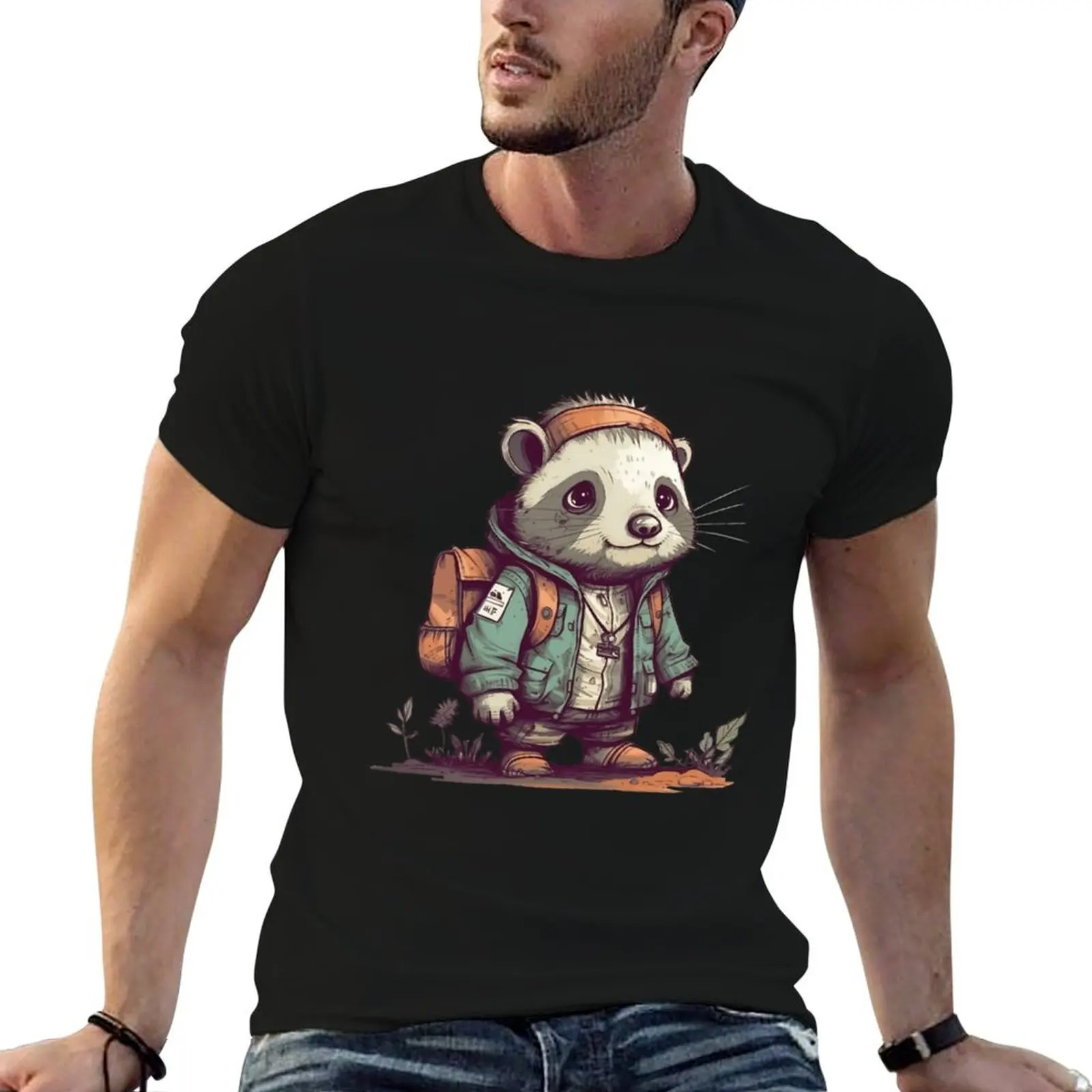 

Cute raccoon in post-apocalypse T-Shirt graphic t shirts quick drying kawaii clothes mens graphic t-shirts hip hop