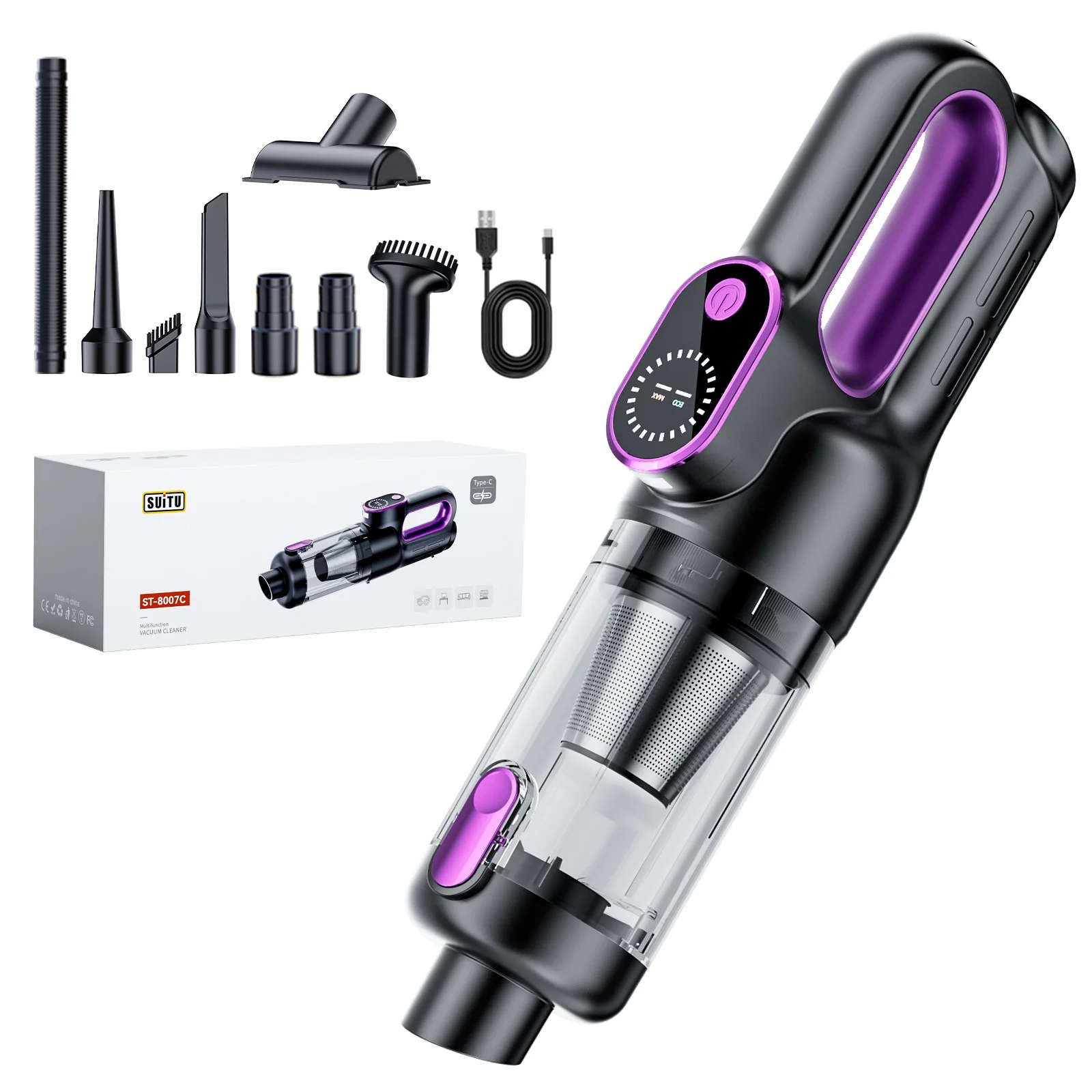Wireless Multifunction Brushless Car Vacuum Cleaner Handheld 12000Pa Strong Suction Rechargeable Household Portable Dust Blower