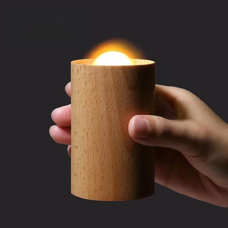 

Simple Beechwood Wooden Candlelight Lamp, USB Charging Home Decoration Item, Air Flow Sensing Night Light