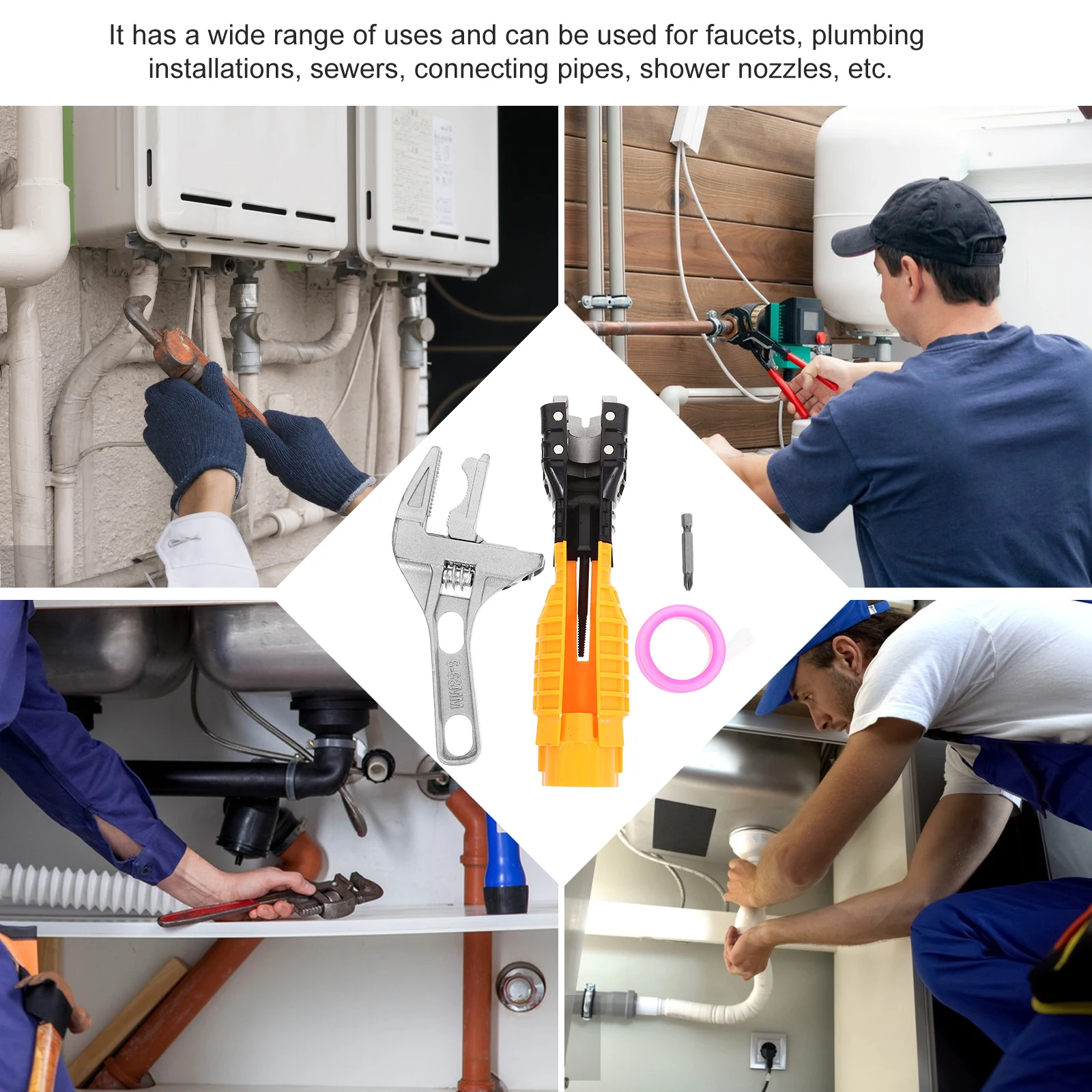 

1 set Adjustable Wrench Set Large Opening Short Handle Plumber Tools Pipe Repair Bathroom Faucet Torque Wrench