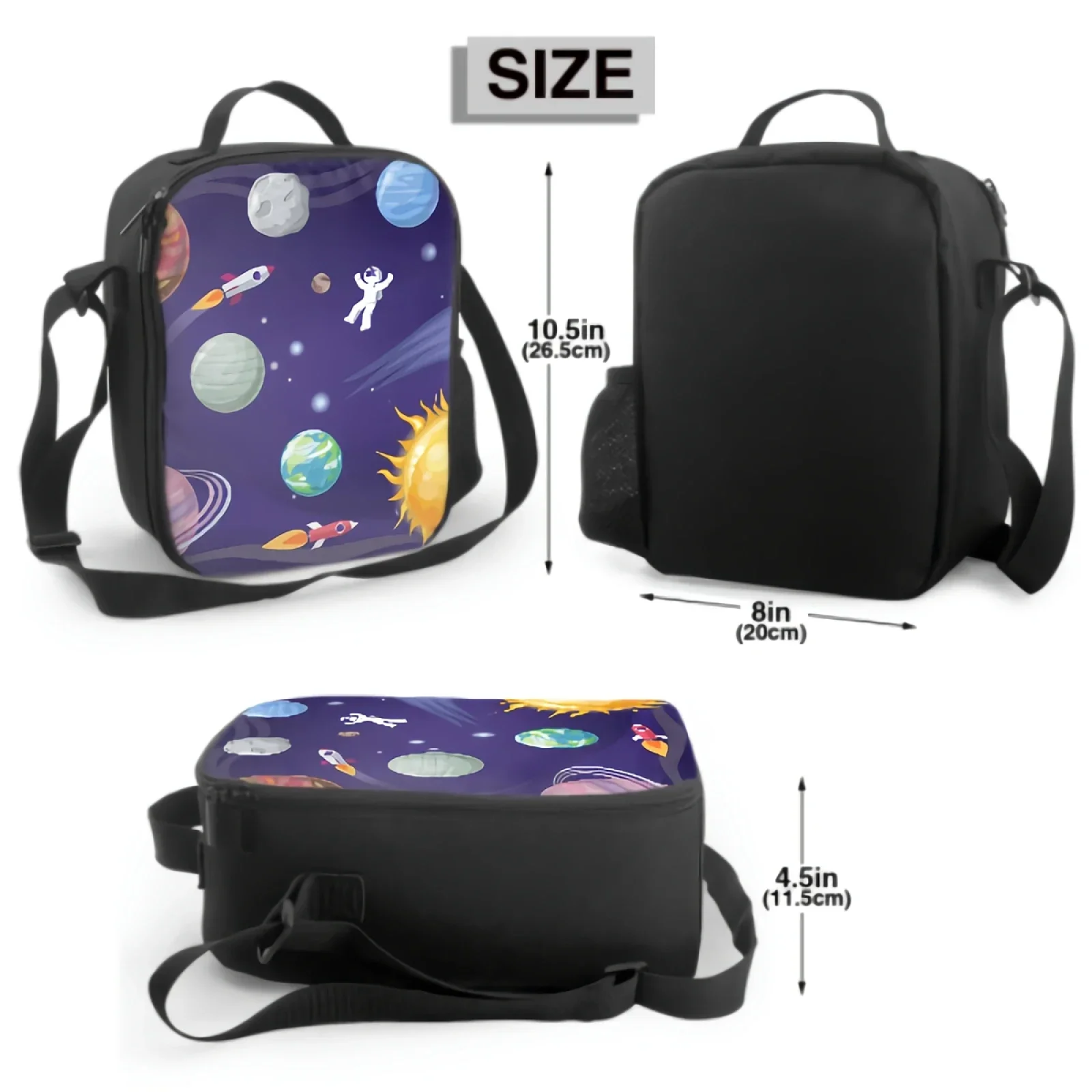 Planets In Galaxy Universe Lunch Box Insulated Meal Bag Travel Outer Deep Space Lunch Bag Food Container for Boys Girls School