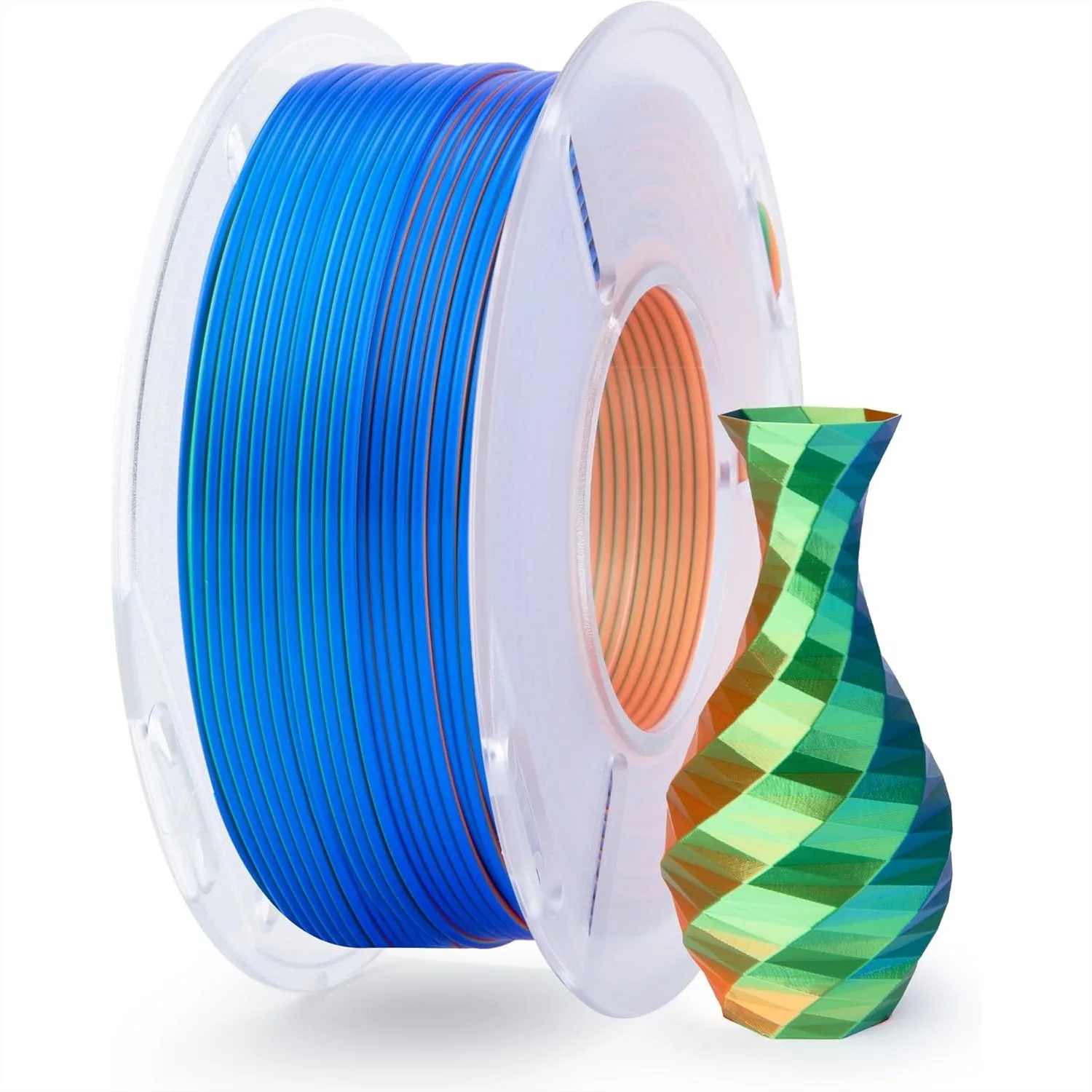 

Silk Tri-Color PLA Filament 1.75mm, Shiny Orange Blue Purple 250g, Dimensional Accuracy +/-0.05mm for FDM 3D Printers